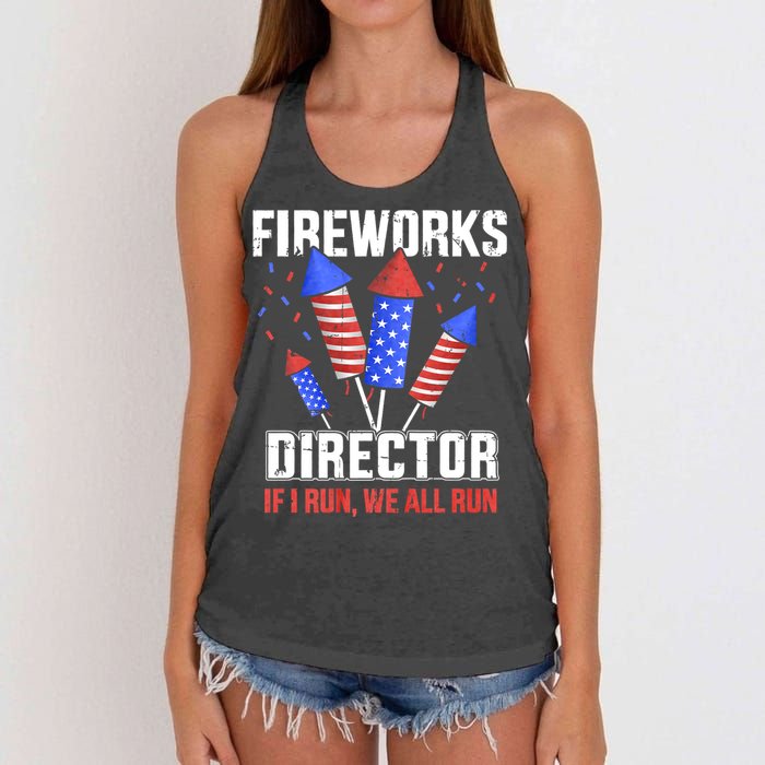 Funny 4th Of July Fireworks Director I Run You Run Women's Knotted Racerback Tank