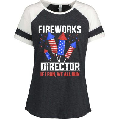 Funny 4th Of July Fireworks Director I Run You Run Enza Ladies Jersey Colorblock Tee