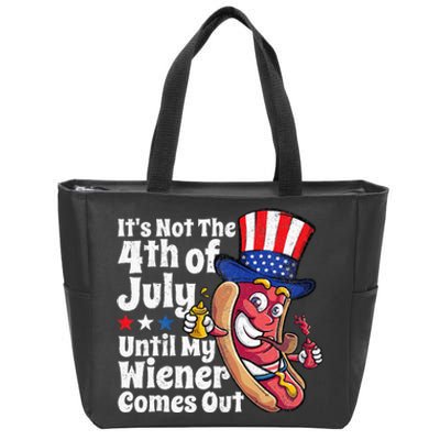 Funny 4th Of July Hot Dog Wiener Comes Out Adult Humor Gift Zip Tote Bag