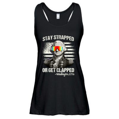 Funny 4th Of July Stay Strapped Get Clapped Washington Ladies Essential Flowy Tank