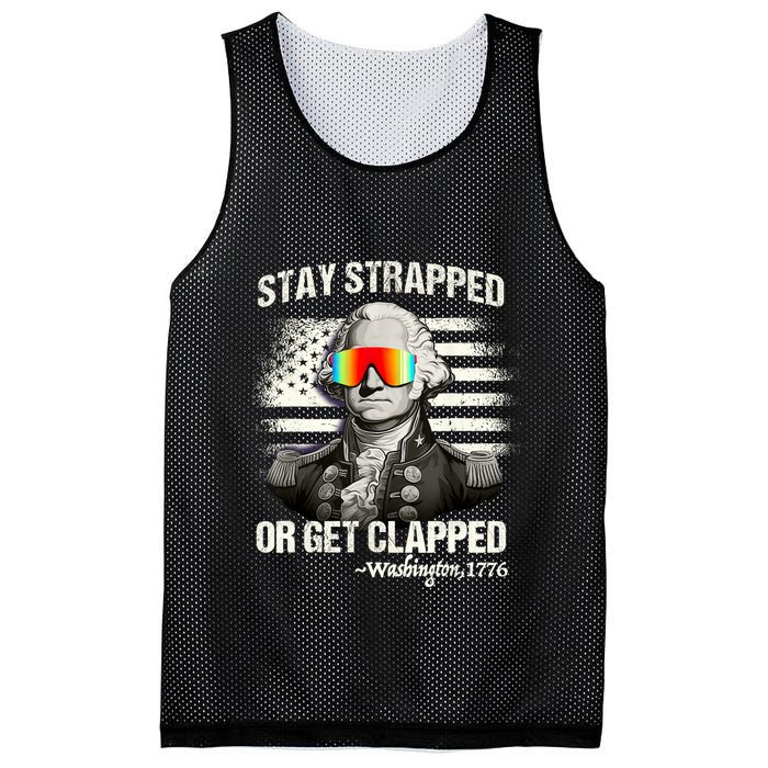 Funny 4th Of July Stay Strapped Get Clapped Washington Mesh Reversible Basketball Jersey Tank
