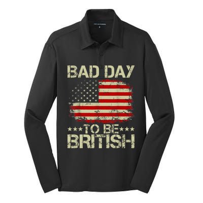 Funny 4th Of July Bad Day To Be British Silk Touch Performance Long Sleeve Polo