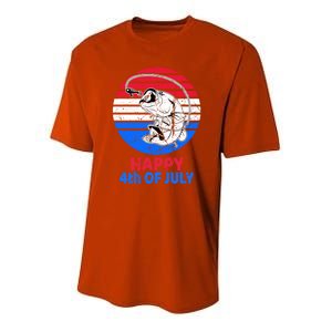 Fisher 4th Of July For Fishing Lover Retro July 4th Bass Gift Youth Performance Sprint T-Shirt