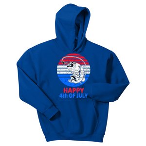 Fisher 4th Of July For Fishing Lover Retro July 4th Bass Gift Kids Hoodie