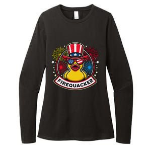 Firequacker 4th Of July Rubber Duck Womens CVC Long Sleeve Shirt