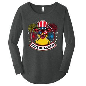 Firequacker 4th Of July Rubber Duck Women's Perfect Tri Tunic Long Sleeve Shirt