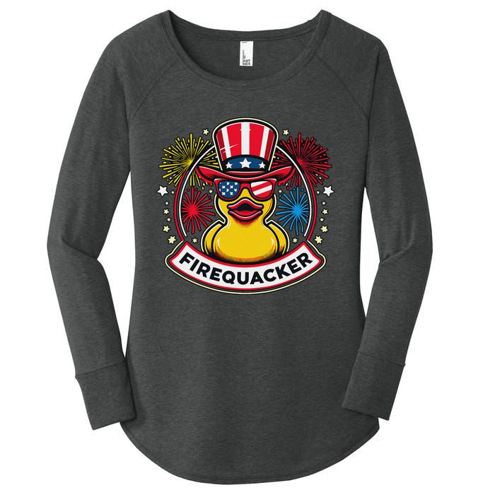 Firequacker 4th Of July Rubber Duck Women's Perfect Tri Tunic Long Sleeve Shirt