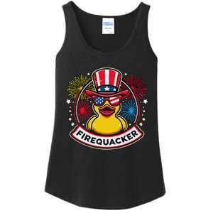 Firequacker 4th Of July Rubber Duck Ladies Essential Tank