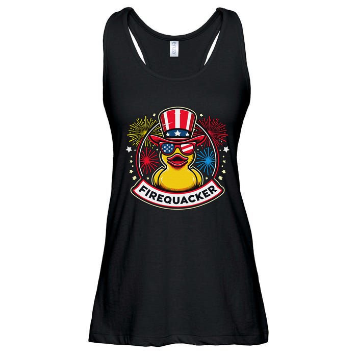 Firequacker 4th Of July Rubber Duck Ladies Essential Flowy Tank