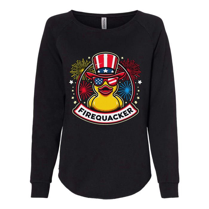 Firequacker 4th Of July Rubber Duck Womens California Wash Sweatshirt