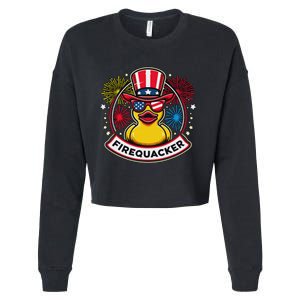 Firequacker 4th Of July Rubber Duck Cropped Pullover Crew