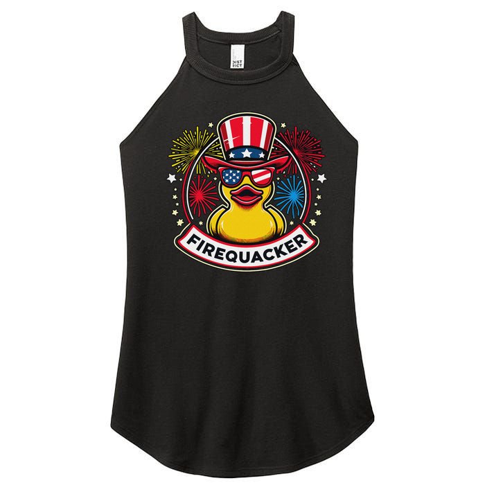 Firequacker 4th Of July Rubber Duck Women's Perfect Tri Rocker Tank