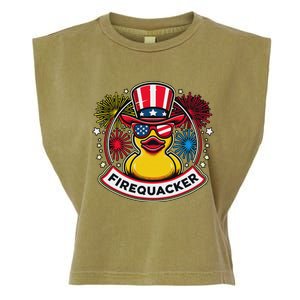 Firequacker 4th Of July Rubber Duck Garment-Dyed Women's Muscle Tee