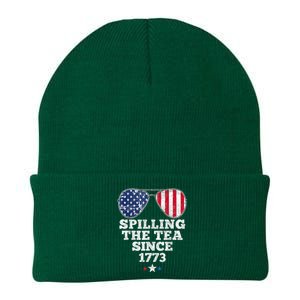 Funny 4th Of July Spilling The Tea Since 1773 American Flag Knit Cap Winter Beanie