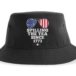 Funny 4th Of July Spilling The Tea Since 1773 American Flag Sustainable Bucket Hat