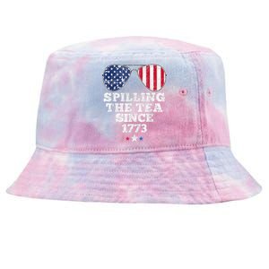 Funny 4th Of July Spilling The Tea Since 1773 American Flag Tie-Dyed Bucket Hat