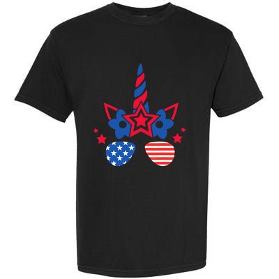 Funny 4th Of July Unicorn American Flag Patriotic Wo Girl Garment-Dyed Heavyweight T-Shirt