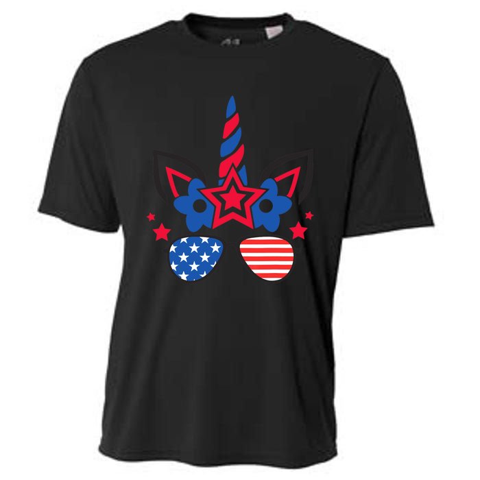 Funny 4th Of July Unicorn American Flag Patriotic Wo Girl Cooling Performance Crew T-Shirt