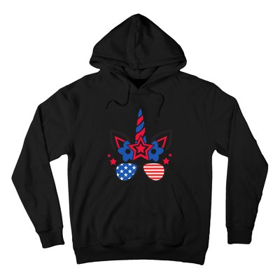 Funny 4th Of July Unicorn American Flag Patriotic Wo Girl Hoodie