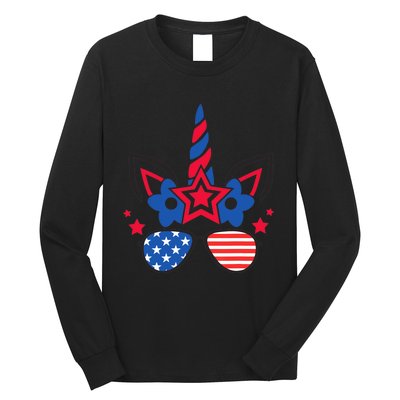 Funny 4th Of July Unicorn American Flag Patriotic Wo Girl Long Sleeve Shirt