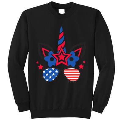 Funny 4th Of July Unicorn American Flag Patriotic Wo Girl Sweatshirt