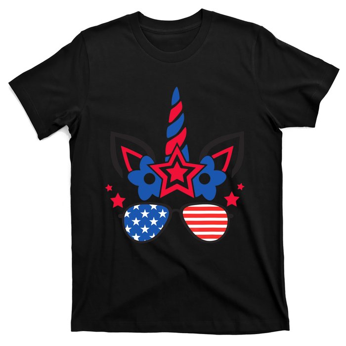 Funny 4th Of July Unicorn American Flag Patriotic Wo Girl T-Shirt