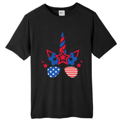 Funny 4th Of July Unicorn American Flag Patriotic Wo Girl Tall Fusion ChromaSoft Performance T-Shirt