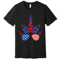 Funny 4th Of July Unicorn American Flag Patriotic Wo Girl Premium T-Shirt