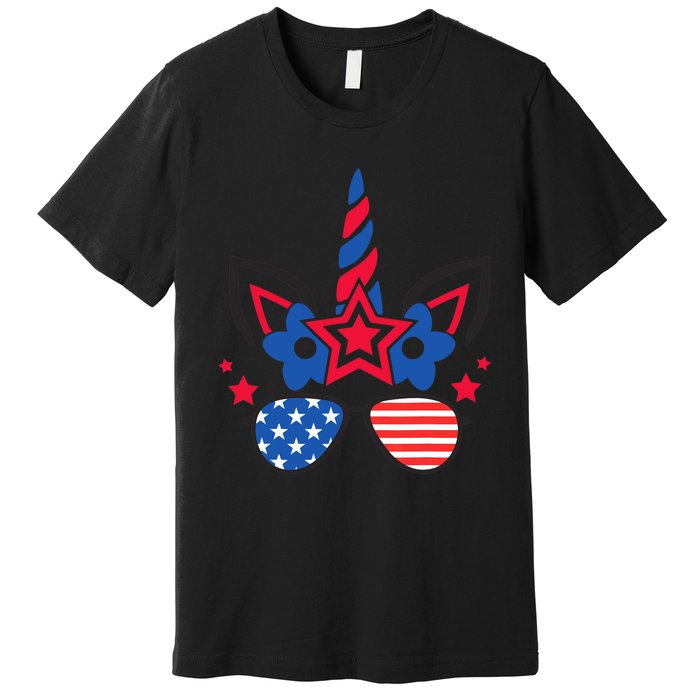 Funny 4th Of July Unicorn American Flag Patriotic Wo Girl Premium T-Shirt