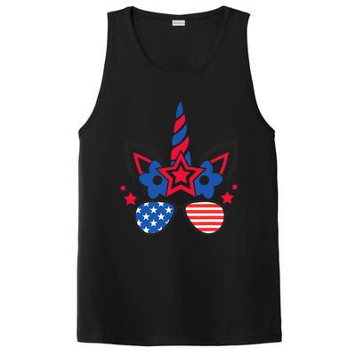 Funny 4th Of July Unicorn American Flag Patriotic Wo Girl PosiCharge Competitor Tank