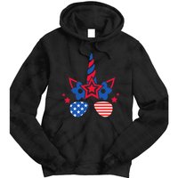 Funny 4th Of July Unicorn American Flag Patriotic Wo Girl Tie Dye Hoodie