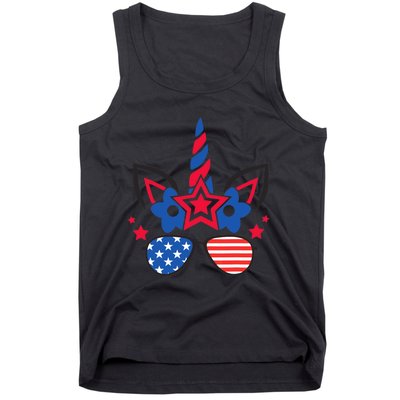 Funny 4th Of July Unicorn American Flag Patriotic Wo Girl Tank Top