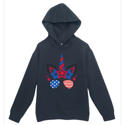 Funny 4th Of July Unicorn American Flag Patriotic Wo Girl Urban Pullover Hoodie