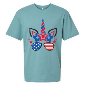 Funny 4th Of July Unicorn American Flag Patriotic Wo Girl Sueded Cloud Jersey T-Shirt