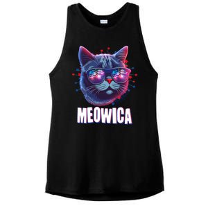 Funny 4th Of July Meowica Fireworks Cat Ladies PosiCharge Tri-Blend Wicking Tank