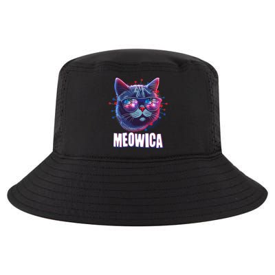 Funny 4th Of July Meowica Fireworks Cat Cool Comfort Performance Bucket Hat