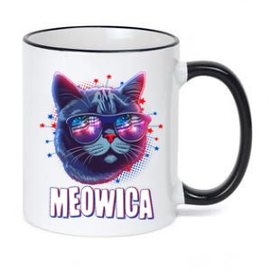 Funny 4th Of July Meowica Fireworks Cat 11oz Black Color Changing Mug