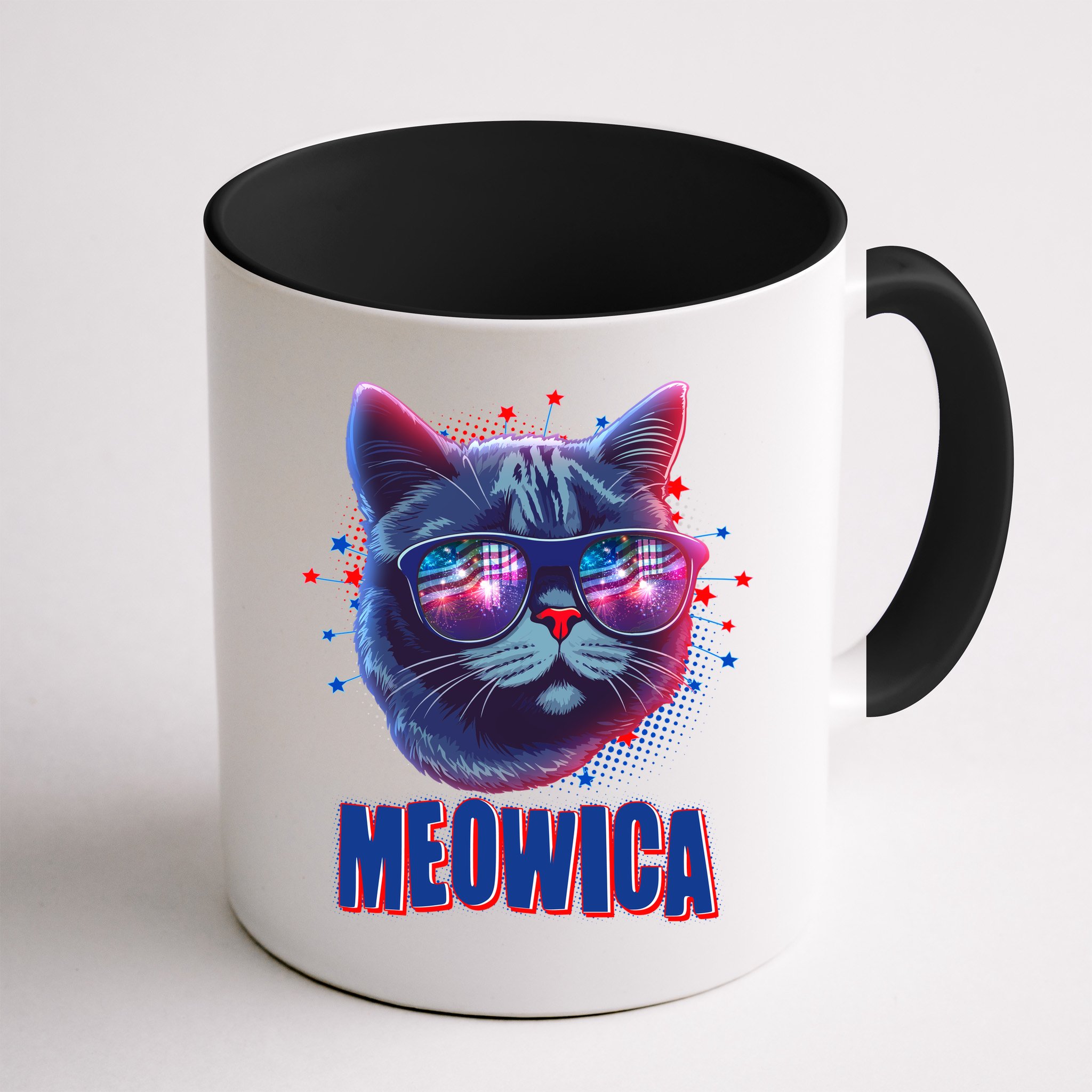 Funny 4th Of July Meowica Fireworks Cat Mug