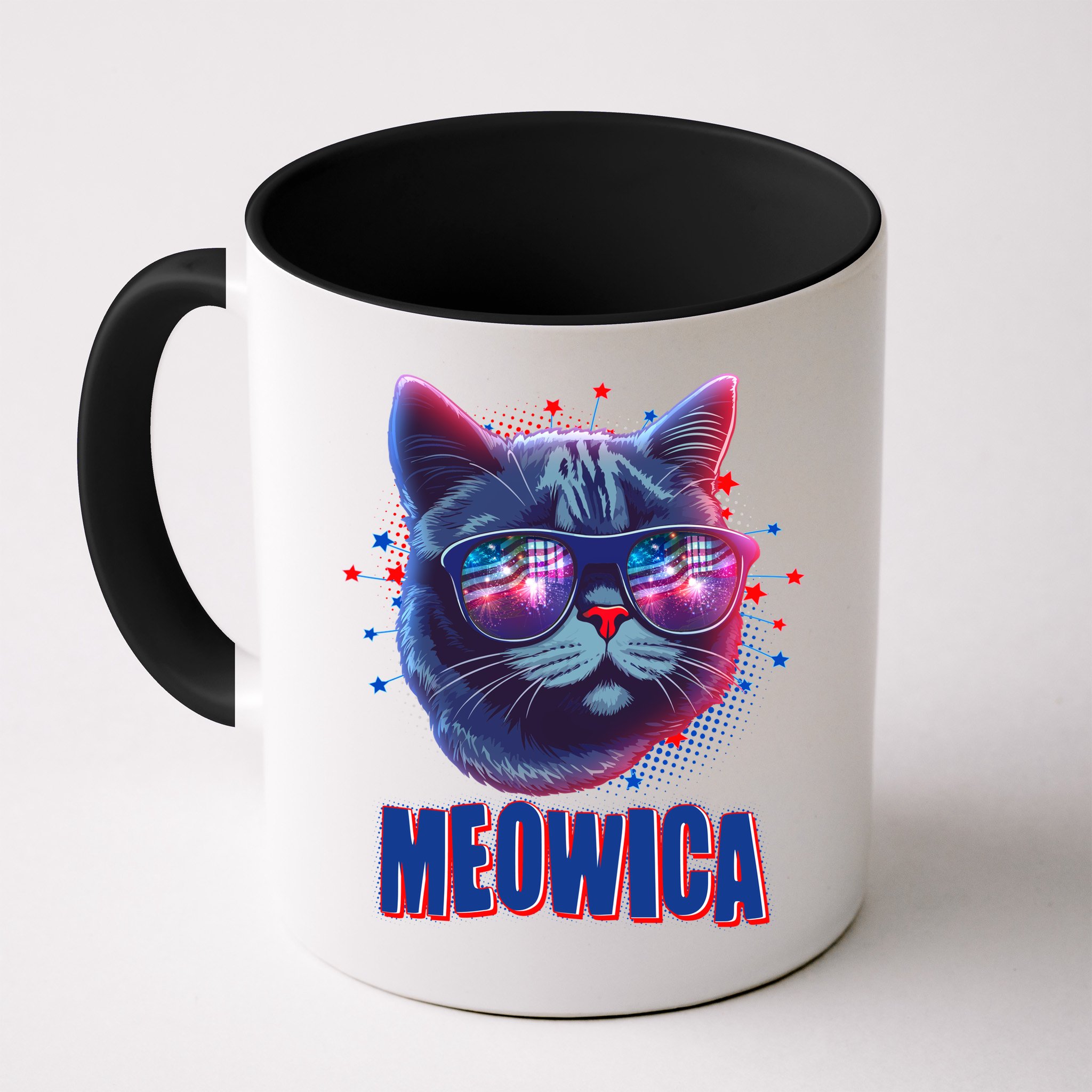 Funny 4th Of July Meowica Fireworks Cat Mug