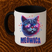 Funny 4th Of July Meowica Fireworks Cat Mug