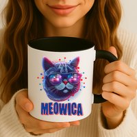 Funny 4th Of July Meowica Fireworks Cat Mug