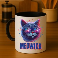 Funny 4th Of July Meowica Fireworks Cat Mug