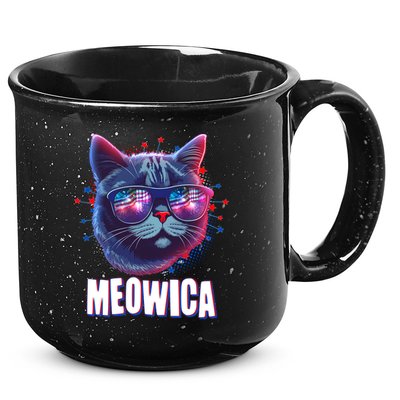 Funny 4th Of July Meowica Fireworks Cat 15oz Campfire Ceramic Mug