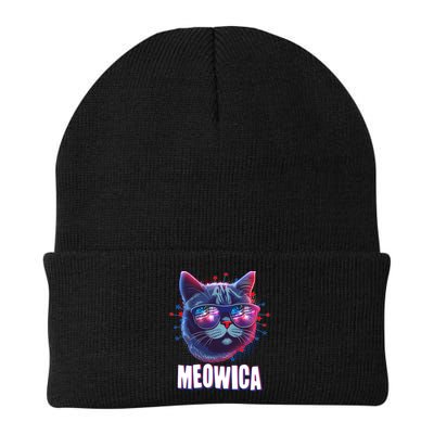 Funny 4th Of July Meowica Fireworks Cat Beanie