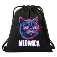 Funny 4th Of July Meowica Fireworks Cat Drawstring Bag