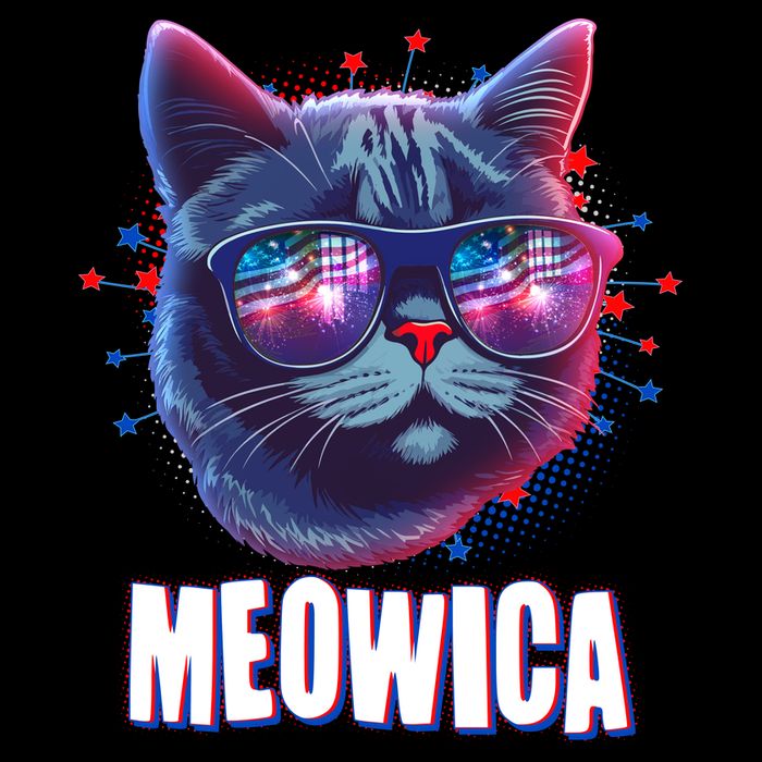 Funny 4th Of July Meowica Fireworks Cat Drawstring Bag