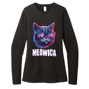 Funny 4th Of July Meowica Fireworks Cat Womens CVC Long Sleeve Shirt