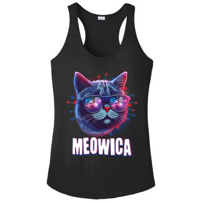 Funny 4th Of July Meowica Fireworks Cat Ladies PosiCharge Competitor Racerback Tank