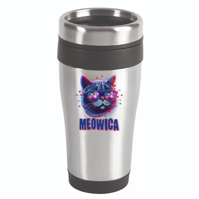 Funny 4th Of July Meowica Fireworks Cat 16oz Travel Tumbler