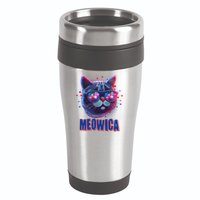 Funny 4th Of July Meowica Fireworks Cat 16oz Travel Tumbler